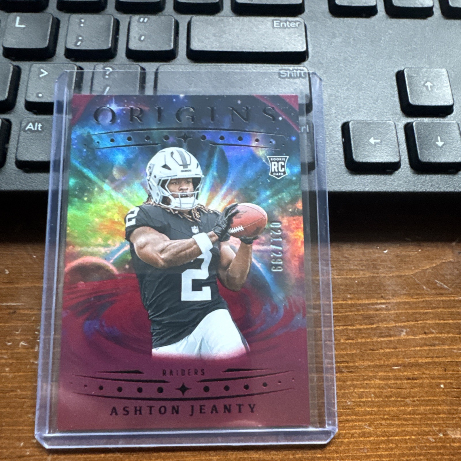 ASHTON JEANTY RC #/299: 2025 Panini Origins -Holo Red -Raiders #139