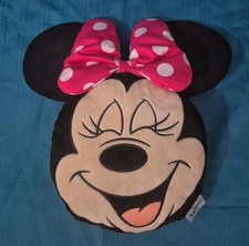 Disney 13"x13" Minnie Mouse Decorative Accent Pillow Pink Black Smiling Sleepy