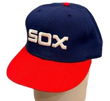 VTG 70s Chicago White Sox New Era Fitted Cap Navy Red Wool MLB 7 1/4 Pro Model