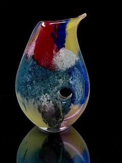 Giant 20th Century Murano Art Glass Freeform Side Hole Vase Private Collection