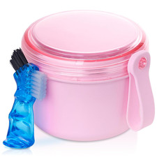 Denture Case Leak Proof Denture Bath Cup for Travel Pink