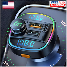 Bluetooth 5.0 Car Wireless FM Transmitter Adapter USB PD Charger AUX Hands