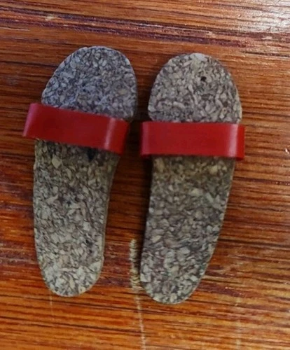 1960's Vintage Mattel Barbie Accessories - Ken Original Red Cork Sandals