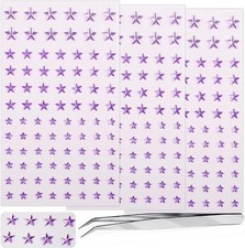 264 Pcs Star Rhinestones Stickers Purple Adhesive Gem Face Jewels