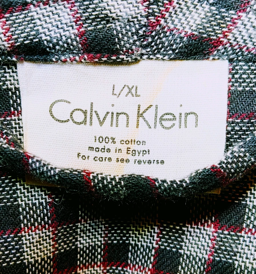 Bata para Hombre Estilo Calvin Klein L/XL Gris Negro Cuadros Algodón Tumbona Cinturón Negro Foto 3 de 4