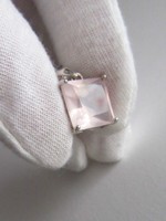 Sterling Silver Rose ( Pink ) Quartz Pendant Necklace Twist Chain Sterling Silver Rose ( Pink ) Quartz Pendant Necklace Twist Chain