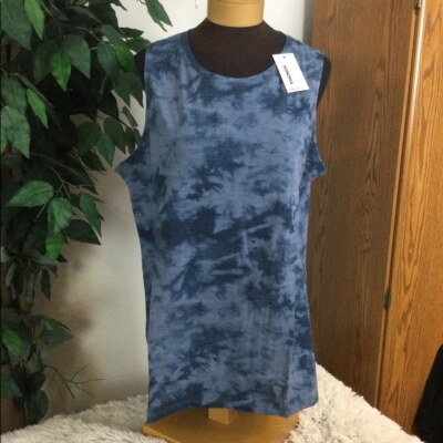 Sonoma 0X Blue dye crewneck muscle tank hi/lo NWT Sonoma