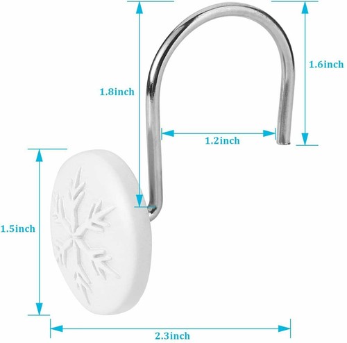 12pcs Decorative Snowflake Resin Shower Curtain Hooks for Bath Bathroon Rings - Picture 10 of 12