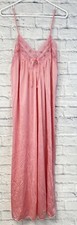 VTG Barbizon pink Satin Nightgown maxi medium Lace sleeveless bow long floral