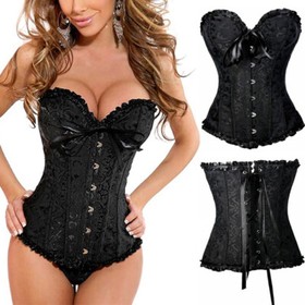 Women Black Steampunk Corset Bustier Gothic Shapewear Plus-Size Lingerie Lace up