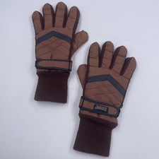 Thinsulate Vintage Brown Ski Gloves w/ Vinyl Grip Size L w/ Adjustable Strap