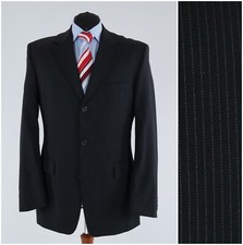 Mens HUGO BOSS Blazer 42L UK Size Striped Black Wool Sport Coat Designer Jacket