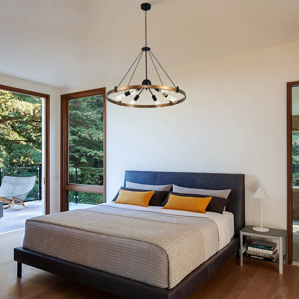 Lámpara de araña grande de 31,5 pulgadas para sala de estar, lámpara de metal de 6 luces 110 V Foto 3 de 4