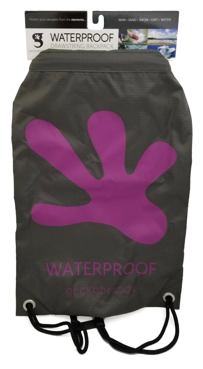 Geckobrands Waterproof Drawstring Backpack Purple Grey NEW eBay