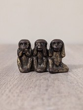 Brass Small Figurine 3 Wise Monkeys See Speak Hear No Evil VGC MCM Peerage Vtg