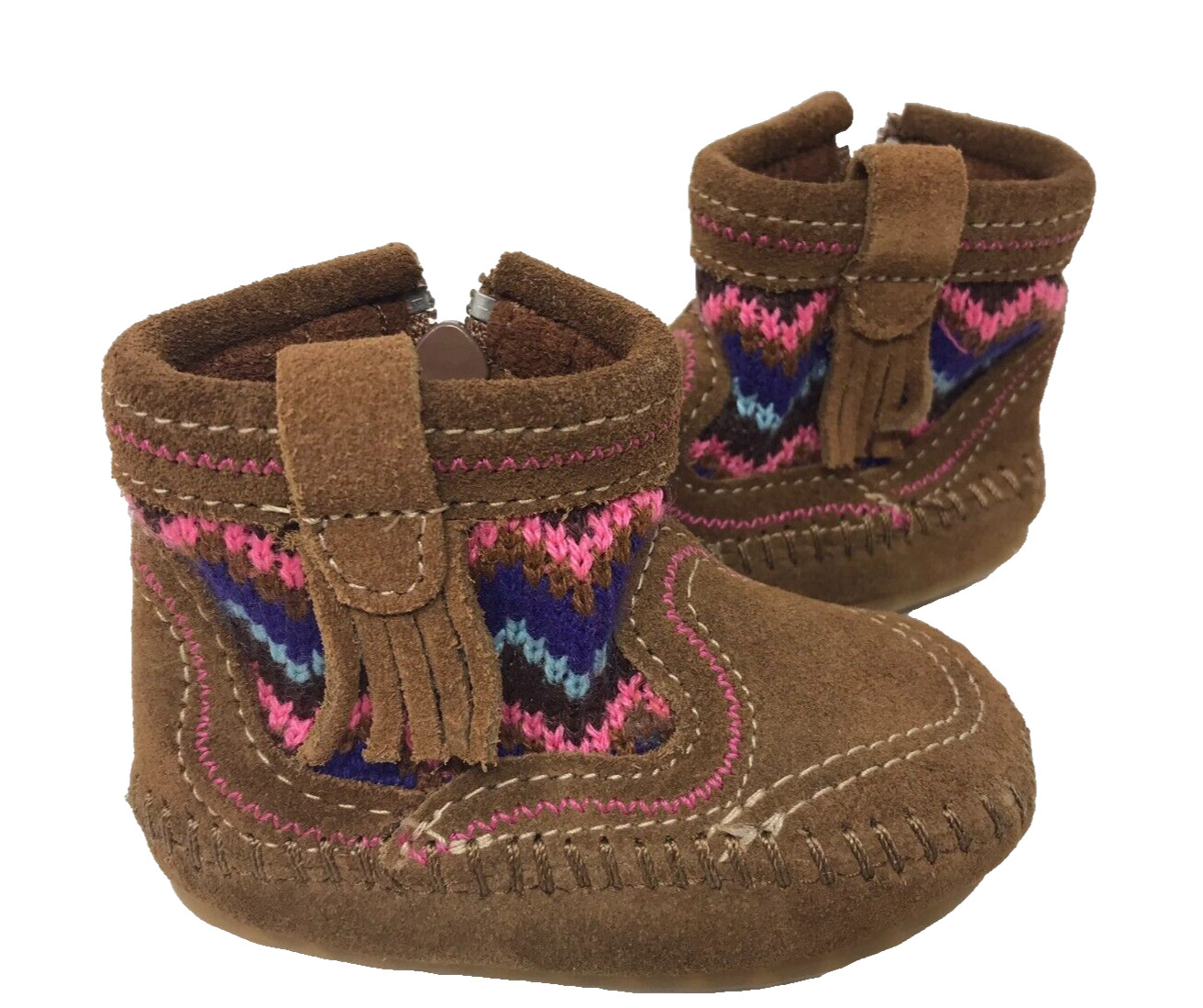 Minnetonka Toddlers Girl's Aspen Comfort Zip Boots Brown/Multicolor Size:2 119Q