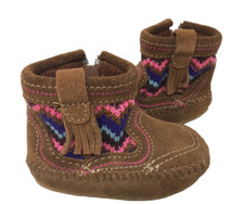 Minnetonka Toddlers Girl's Aspen Comfort Zip Moccasin Boots Brn/Muli Size:1 119Q