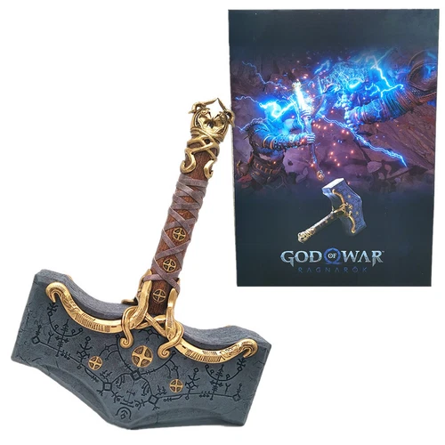 39cm God of War Thor's Hammer Cosplay Props Ragnarok Mjolnir Hammer Model Statue - Picture 2 of 16