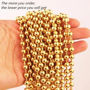 Authentic Gold Plated Bead Ball Chain Necklace 1.5/2/3/4/5/6/8mm
