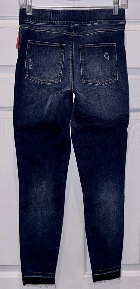 Pantalones de mezclilla SPANX desgastados lavado medio azul tobillo ajustados para mujer XS S M 20203R Foto 2 de 4