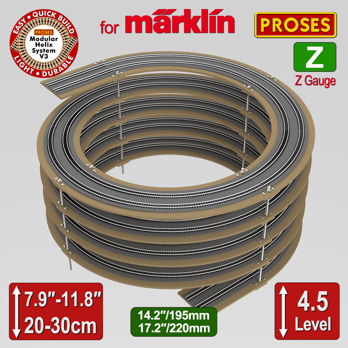 EISENBAHN 鉄道 WIDE GRAPHICS Z Scale / Gauge Model Train Helix for Marklin Z and all Flexible