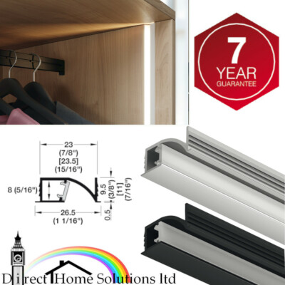 Hafele 1107 Loox 5 LED Strip Light Profile, White Opal Diffuser Recess ...