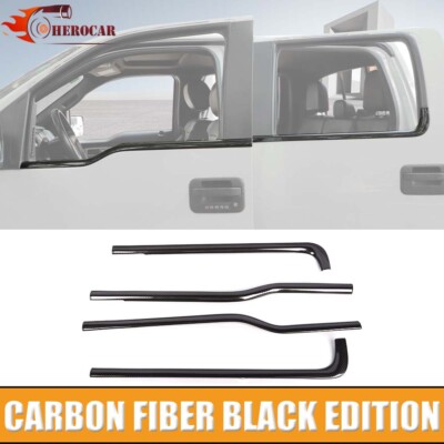  4PCS Carbon Fiber Window Sill COVERS Trim For 2004-2014 Ford F150 4Dr Exterior