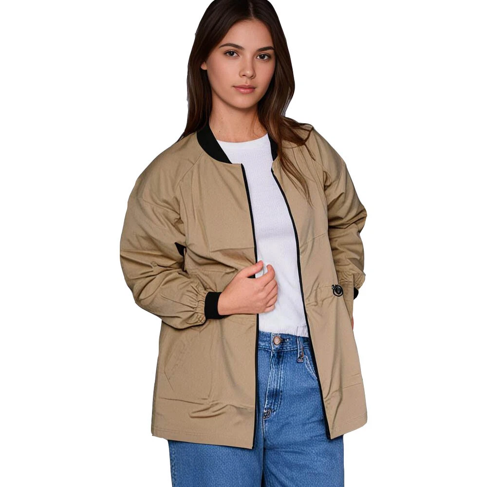 Womens Jacket 20 Plus Size Longline Bomber Stone Beige RRP £60 Boohoo