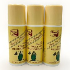 3 alvera aloe  almonds all natural roll-on deodorant 3oz ea
