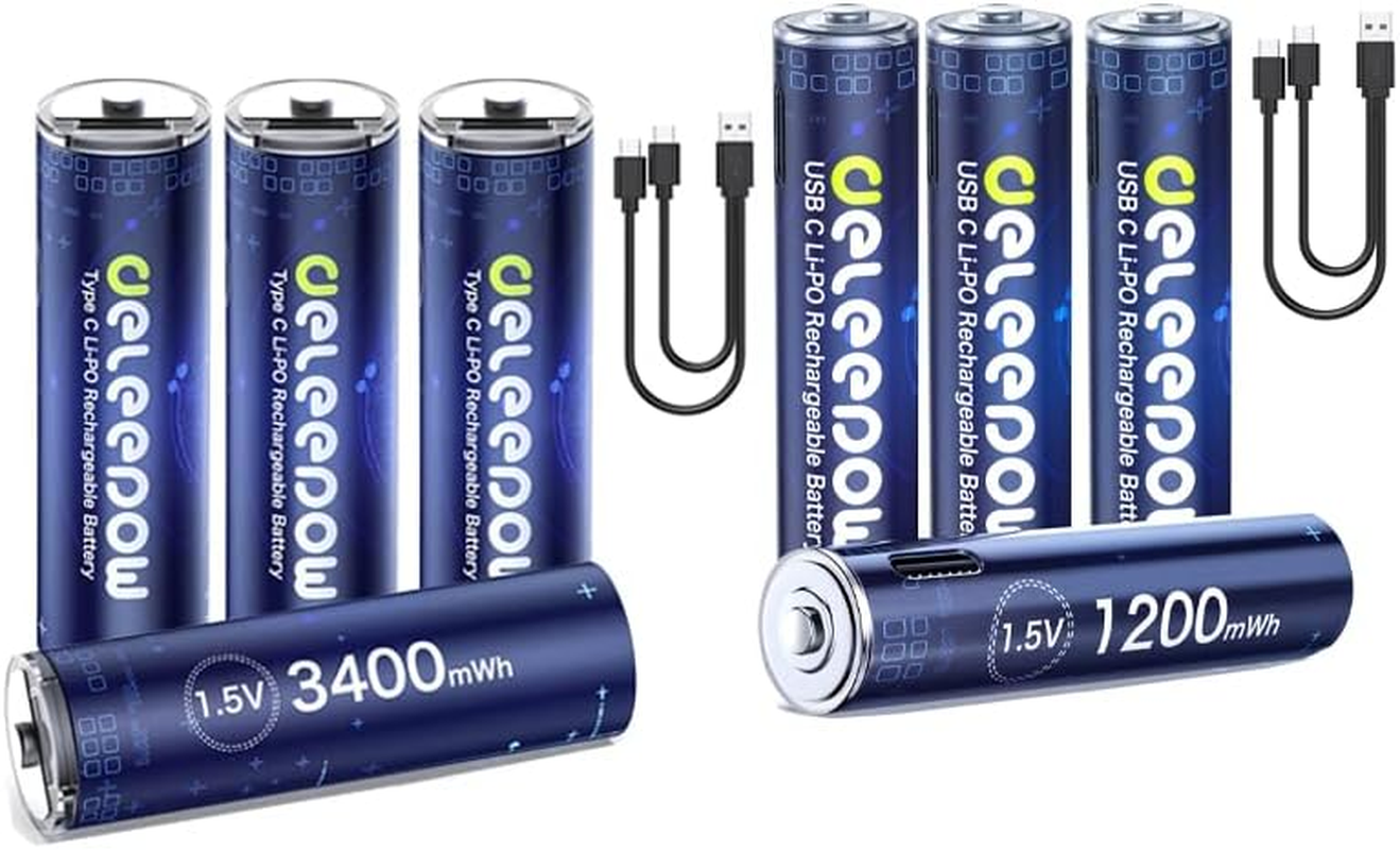 3400mAh USB Rechargeable AA Lithium Batteries 4-Pack-image