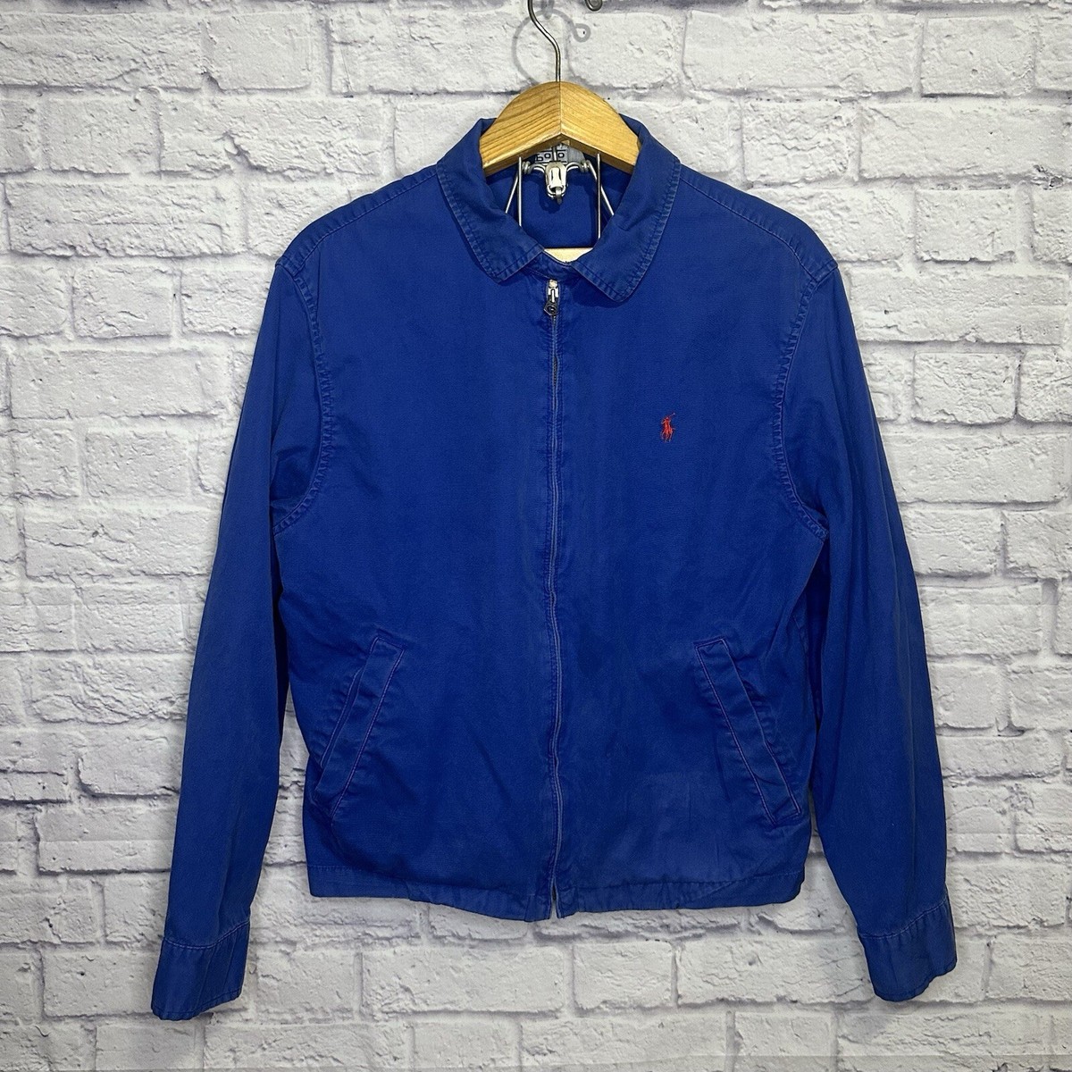 VINTAGE 90s Polo Ralph Lauren Jacket Mens Large Blue Harrington