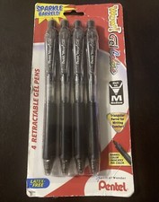 Pentel Wow Gel Retractable Gel Pen, 0.7mm, Medium Line, Black Ink 4 Pack 2459