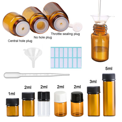 10 Stück Mini Braunglasflaschen, 1-5 ml Glasflaschen für ätherische Öle Parfums