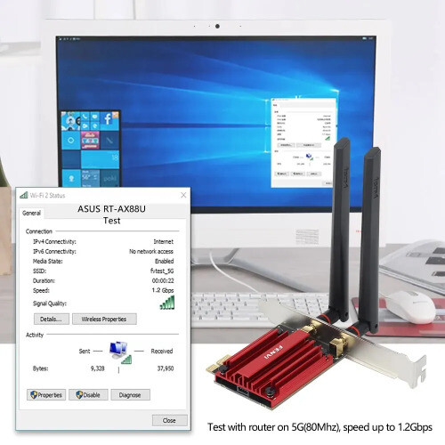 WiFi 6 1800Mbps Adapter PCI Wireless Adapter BT 5.2 Dual Band 802.11AX/AC Wi-Fi - 第 3/8 張圖片