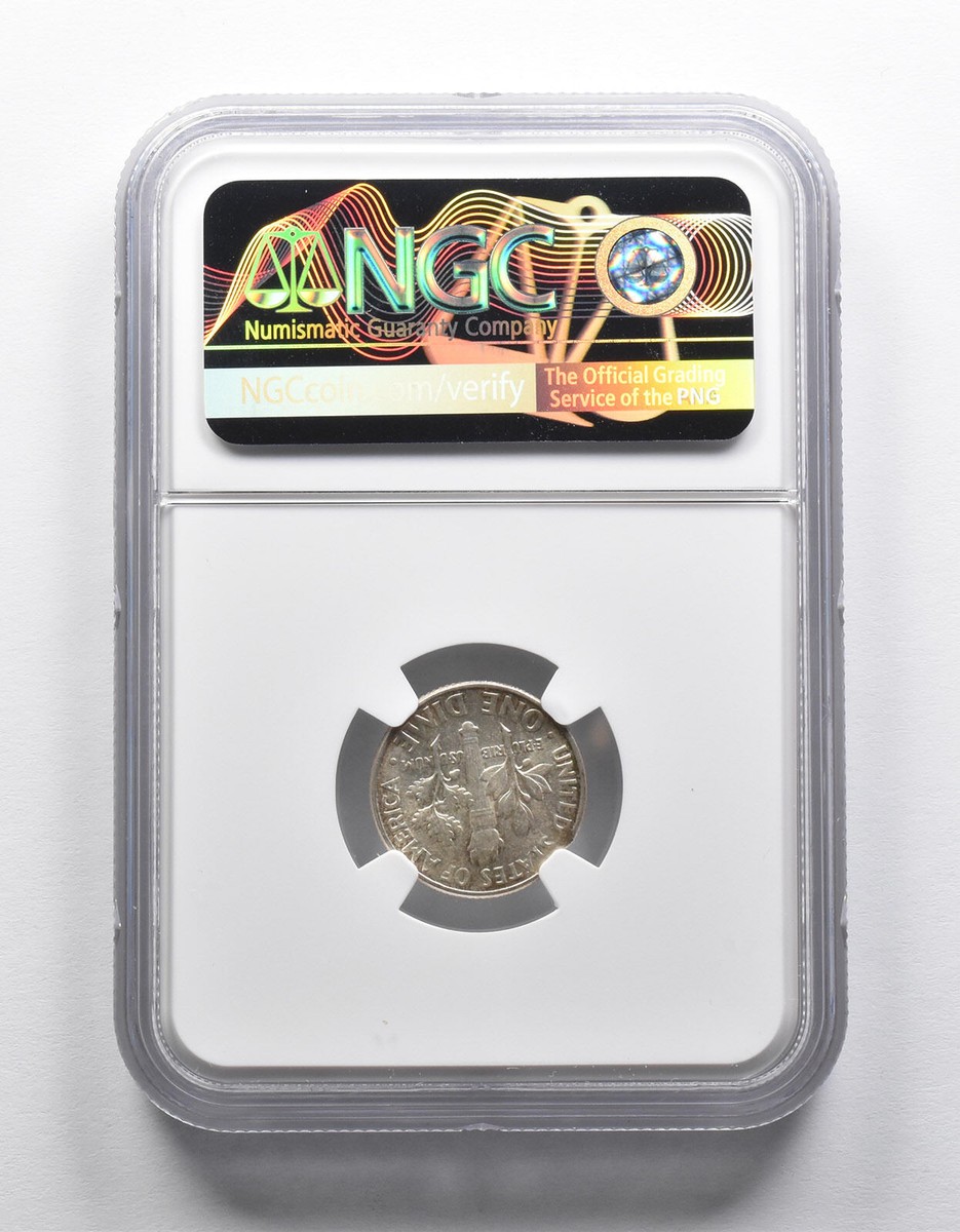 Mint Error MS63 FT 1949 Roosevelt Dime Curved Clip @8:00 NGC *1877