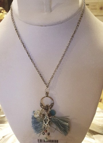 Greek belief ward off evil silver bead tassel rhinestone charm necklace LT3A41 - Picture 2 of 12