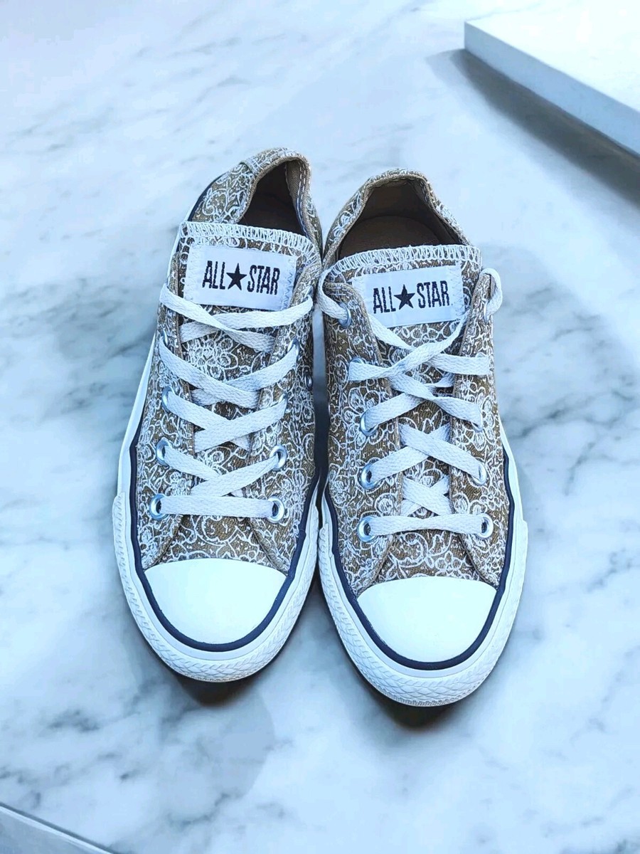 Converse All Star 525836F Brown/Tan Flowers Low Top Shoes Sneakers