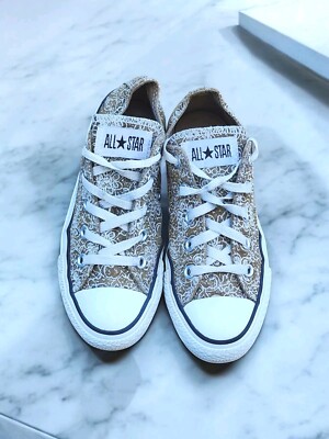 Converse All Star 525836F Brown/Tan Flowers Low Top Shoes Sneakers
