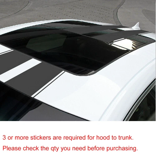 For Ford Mustang Etc 78.7'' Black Hood Roof Rally Racing Stripe Vinyl Sticker - Picture 7 of 12