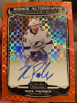 2022-23 O-Pee-Chee OPC Platinum Nick Perbix Rookie Orange Checkers Auto 4/15 