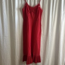 Barbizon Red Taffeta Satin Little Miss Size 9 Slip  Irregular  See Measurements