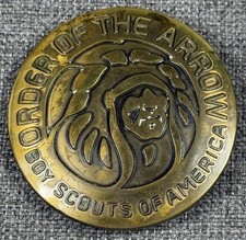 Order of the Arrow (OA) Chieftain Head "MGM Logo" Brass Belt Buckle 2.75" dia