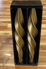 Vintage Candles Feather Spiral Twist Gold 12 Inch Fancy Elegant Pair