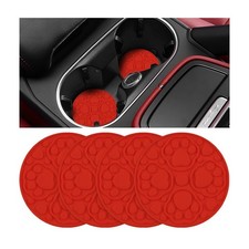 FALVFUN Car Cup Holder Coasters, 2PCS 2.75 inch Silicone Anti Slip Cute Red