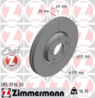 2X Zimmermann Bremsscheibe Coat Z 285.3516.20 FüR FE Hyundai Santa CM XM KIA FÉ