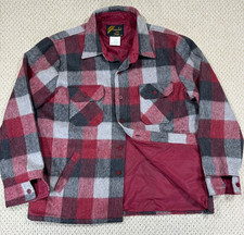 Vtg 70s SEARS Flannel Shirt Jacket Mens XLT Red Plaid Wool Blend Anchor Buttons
