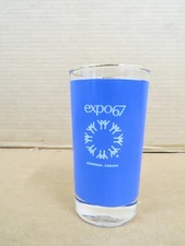 Expo 67 Montreal World's Fair 4-3/4 Blue Souvenir 8 oz Drinking Glass w/Gold Rim