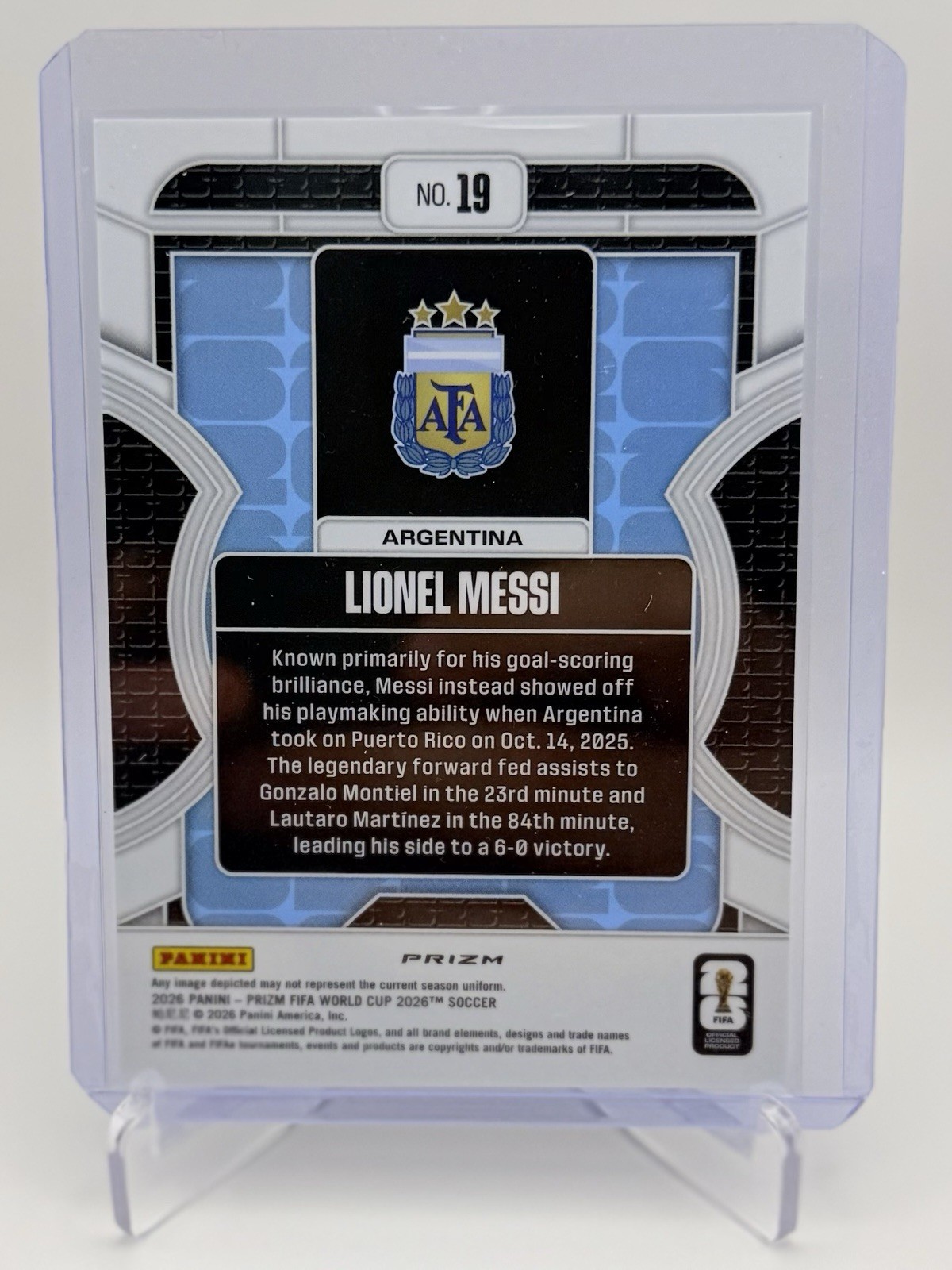 Panini 2026 Prizm FIFA World Cup Phenomenon Silver Prizm Lionel Messi Argentina view 2