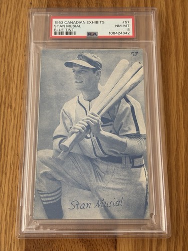 Stan Musial [Blue Tint] #57 card from 1953 Canadian Exhibits