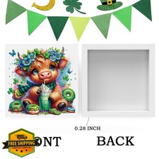St Patrick's Day Highland Cow Decor Sign Table Party Shamrocks Gift